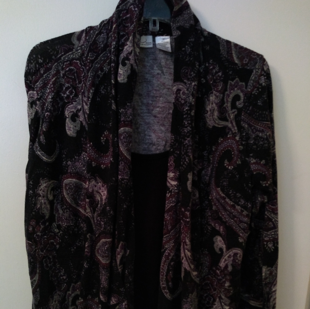 Women's Kim Rogers black paisley cardigan